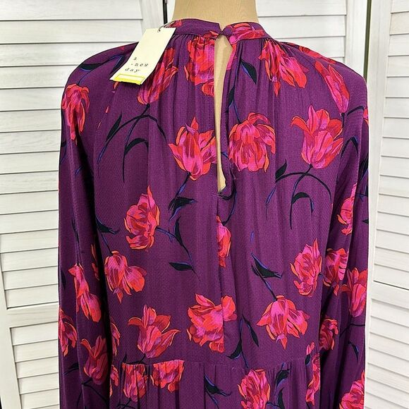 Grannycore Floral Midi Dress Size Medium Pockets Long Sleeve NWT - Picture 7 of 12